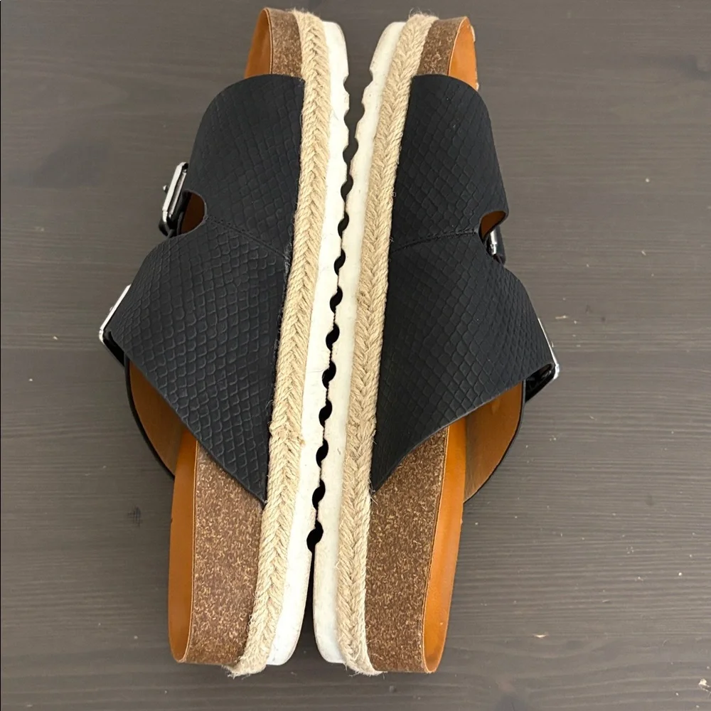 DV‎ Dolce Vita Carther Espadrille Footbed Sandals Slip On Double Buckle Black 10